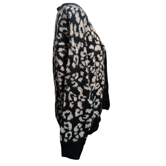Universal Thread S Black White Leopard Print Knit Cardigan Button Front Sweater - Picture 6 of 8